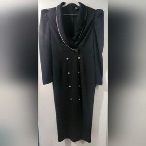 SHEIN Black Long Sleeve Dress with Gold Buttons